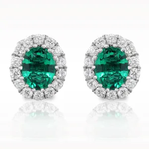 0.40ct Emerald And Diamond White Gold Earrings