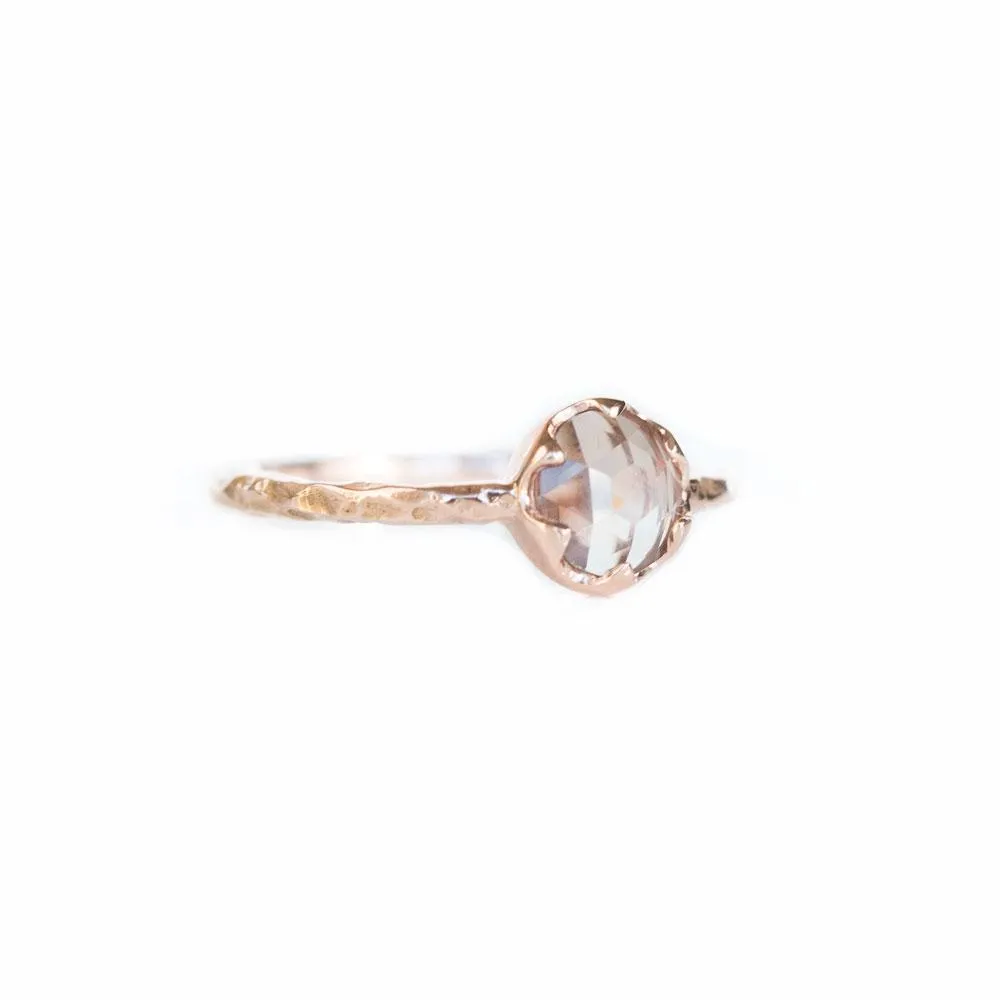 0.74ct Rosecut Peach Montana Sapphire in 6 Prong 14k Rose Gold Low Profile Evergreen Setting