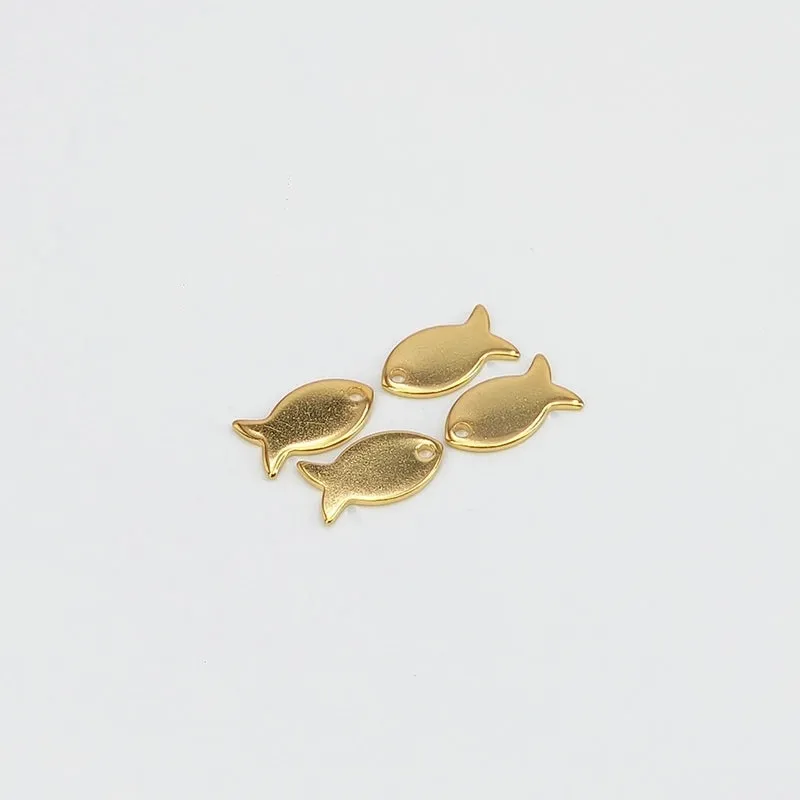 1 Pack Of 40 7.5mm*13.5mm 1.2mm 304 Stainless Steel Gold Plated Fish Pendant