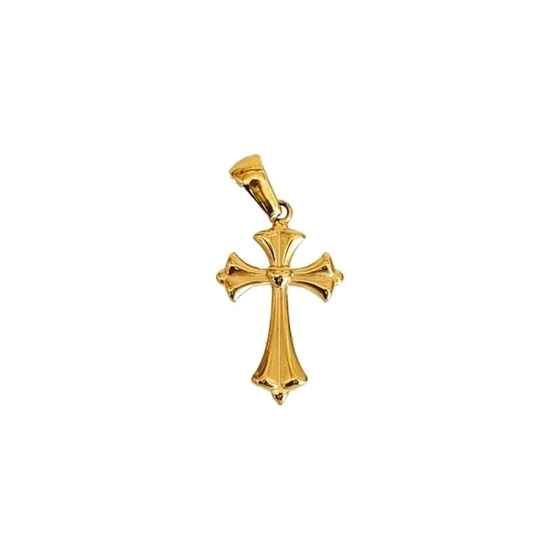 1 Piece 14 * 22mm 17 * 25mm 18 * 31mm 304 Stainless Steel Zircon 18K Gold Plated Cross Polished Pendant