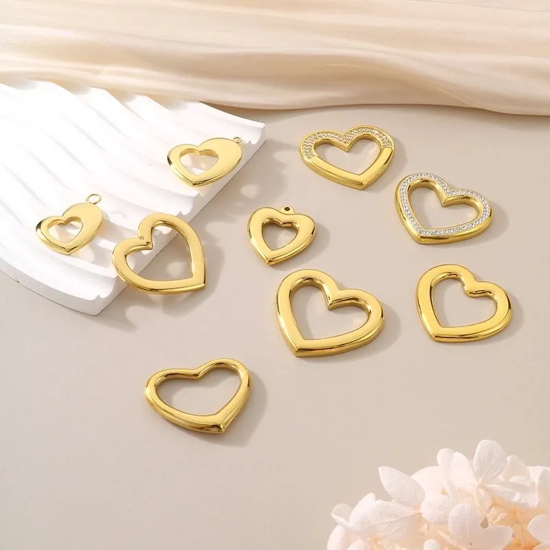 1 Piece 304 Stainless Steel 18K Gold Plated Heart Shape Pendant