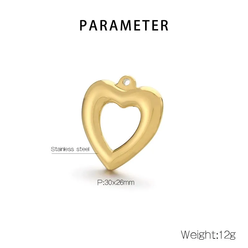 1 Piece 304 Stainless Steel 18K Gold Plated Heart Shape Pendant