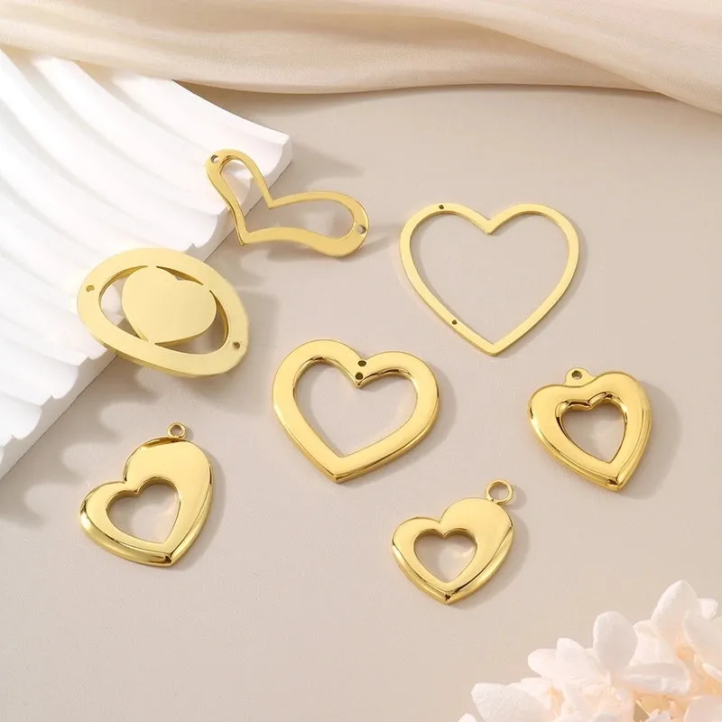 1 Piece 304 Stainless Steel 18K Gold Plated Heart Shape Pendant