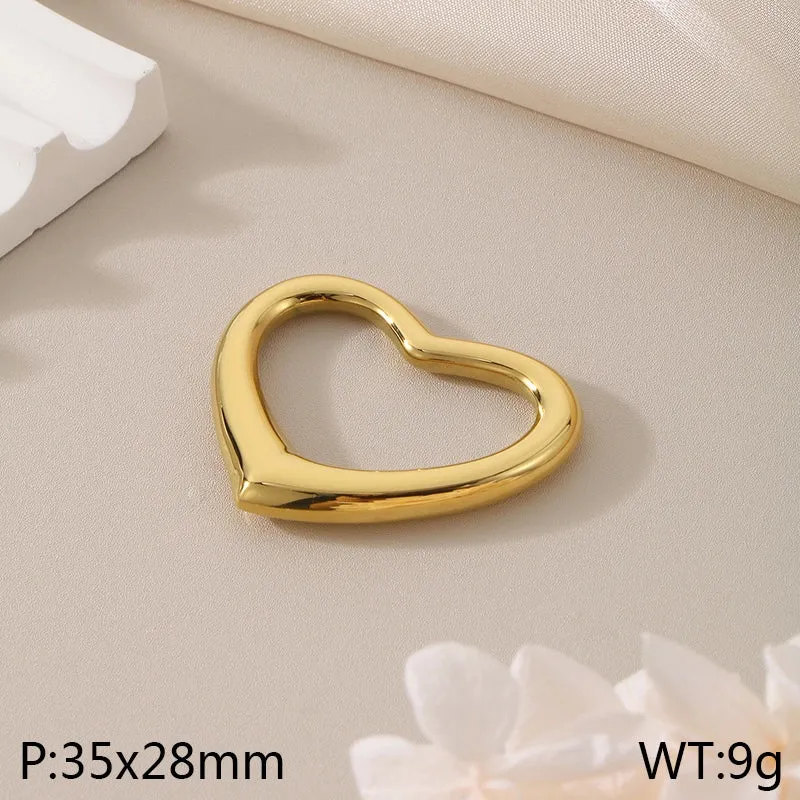 1 Piece 304 Stainless Steel 18K Gold Plated Heart Shape Pendant