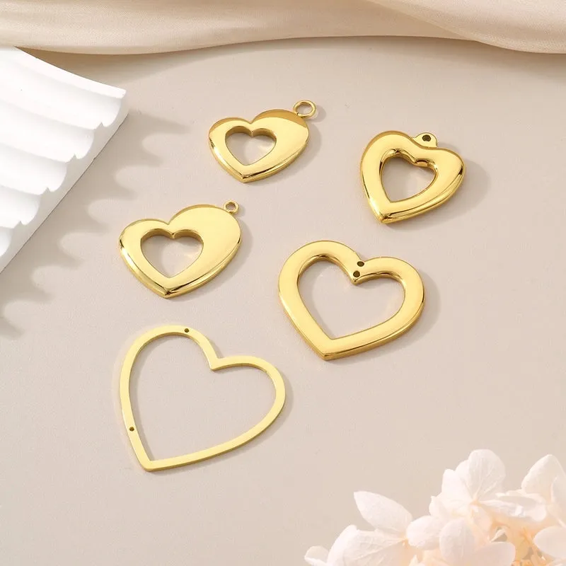 1 Piece 304 Stainless Steel 18K Gold Plated Heart Shape Pendant