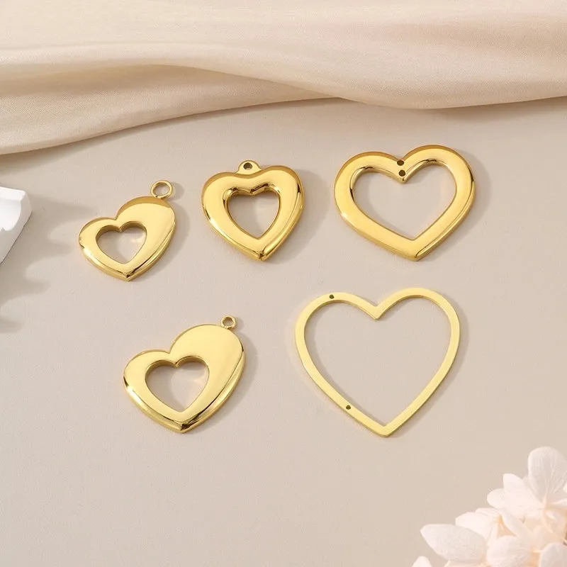 1 Piece 304 Stainless Steel 18K Gold Plated Heart Shape Pendant