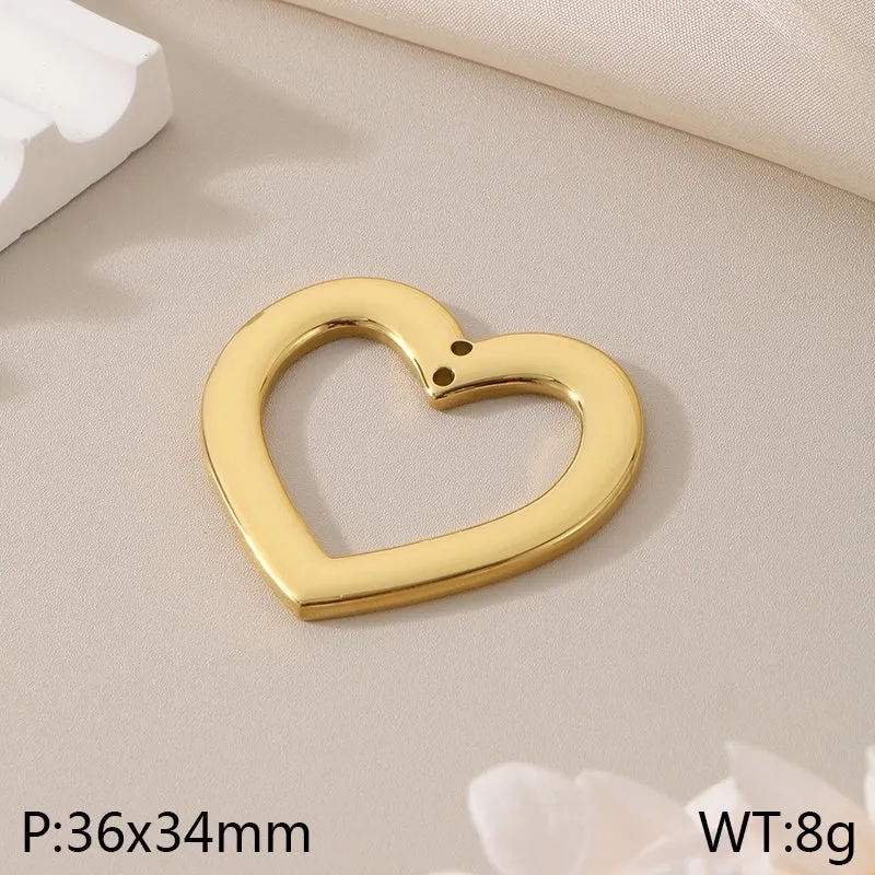 1 Piece 304 Stainless Steel 18K Gold Plated Heart Shape Pendant