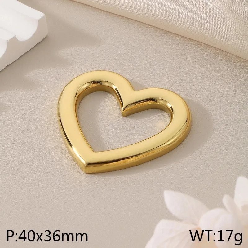 1 Piece 304 Stainless Steel 18K Gold Plated Heart Shape Pendant