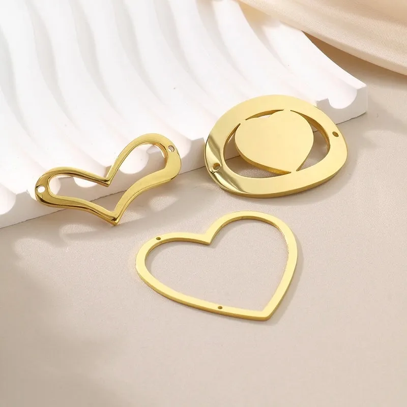 1 Piece 304 Stainless Steel 18K Gold Plated Heart Shape Pendant