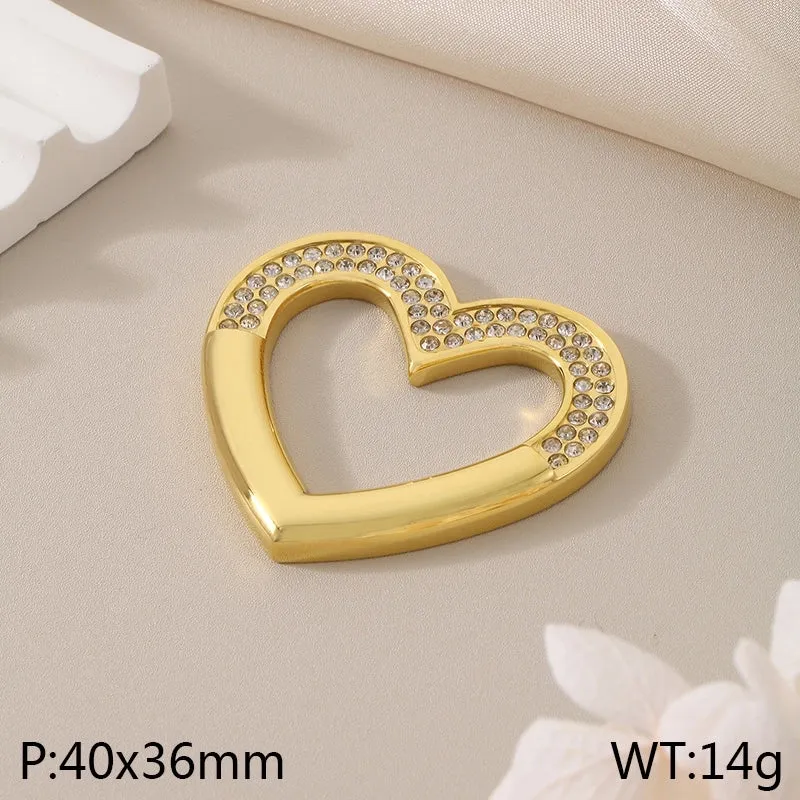 1 Piece 304 Stainless Steel 18K Gold Plated Heart Shape Pendant