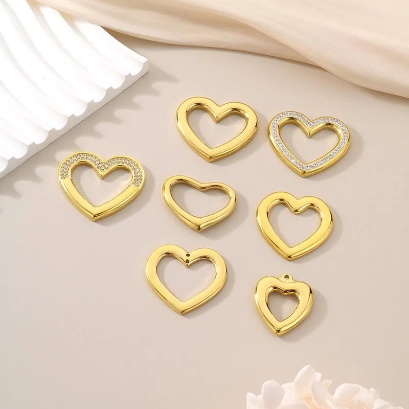 1 Piece 304 Stainless Steel 18K Gold Plated Heart Shape Pendant