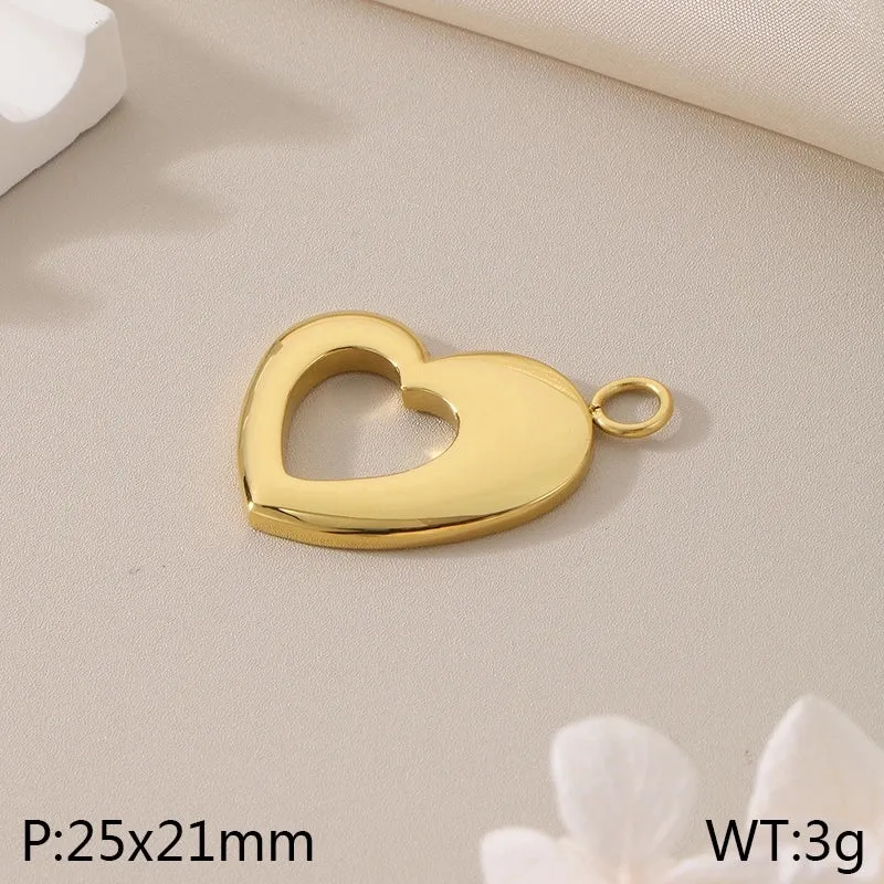 1 Piece 304 Stainless Steel 18K Gold Plated Heart Shape Pendant