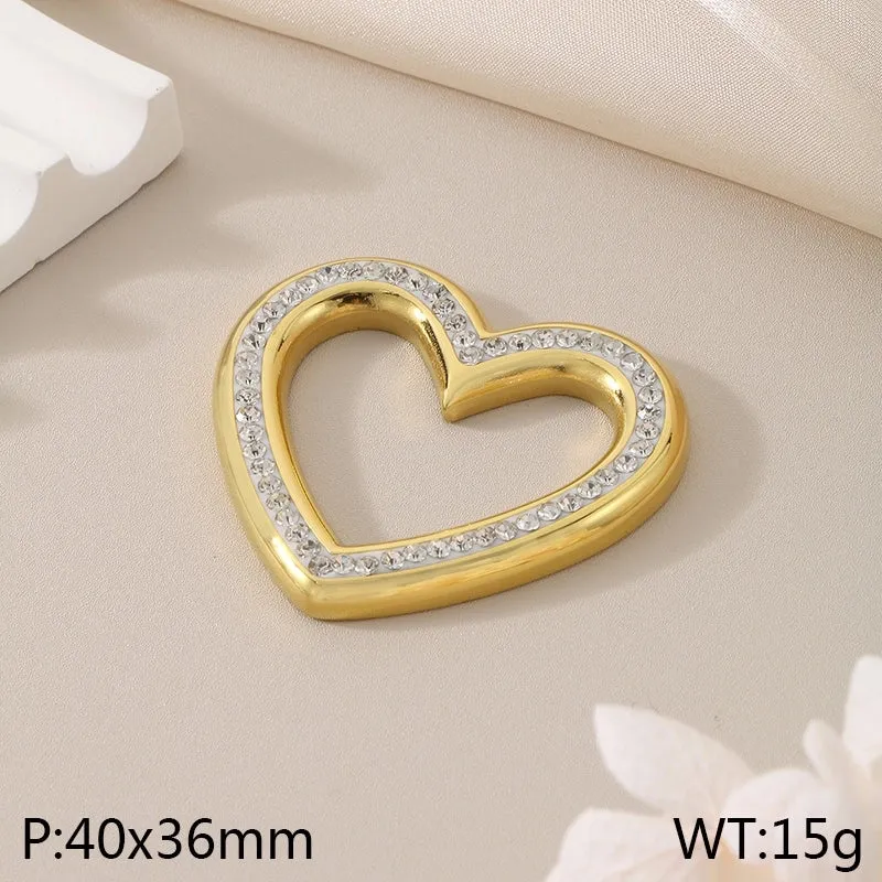 1 Piece 304 Stainless Steel 18K Gold Plated Heart Shape Pendant