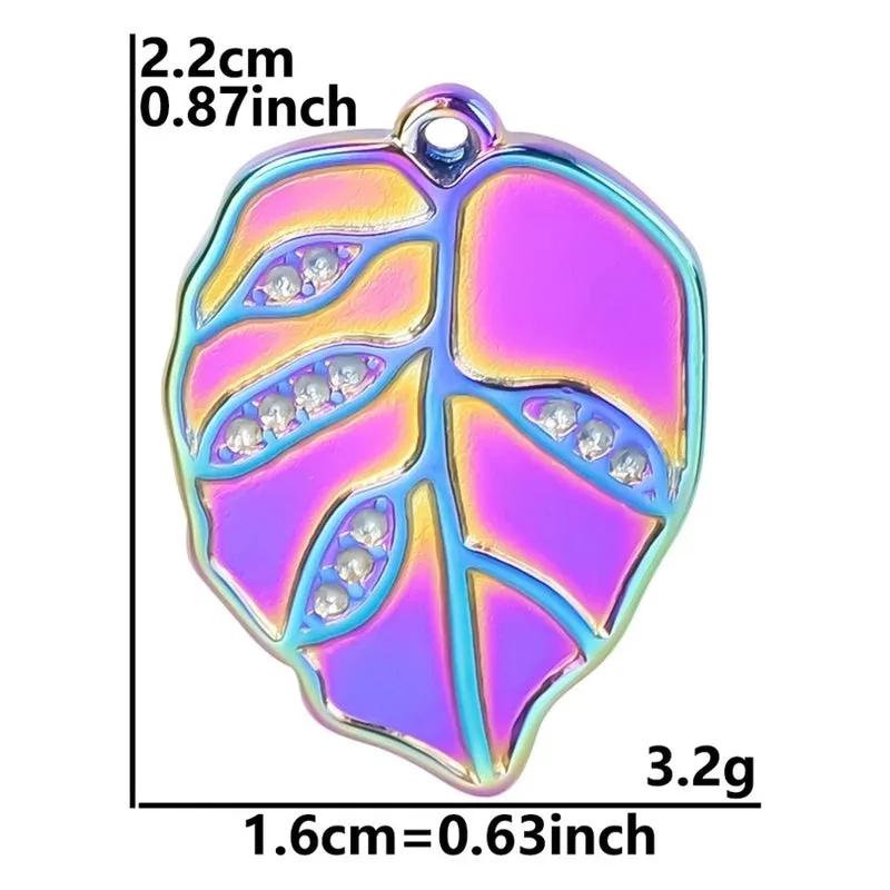 1 Piece 304 Stainless Steel Leaves Pendant