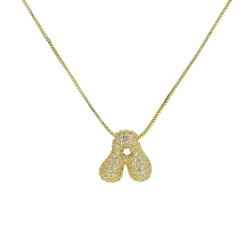 1 Piece Copper Zircon 18K Gold Plated Letter Pendant