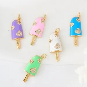 1 Piece Copper Zircon Ice Cream Pendant