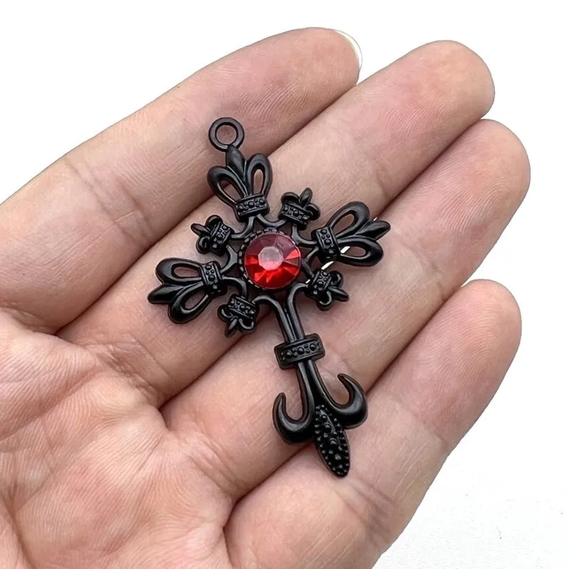 1 Piece Zinc Alloy Rhinestones Cross Pendant