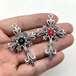 1 Piece Zinc Alloy Rhinestones Cross Pendant