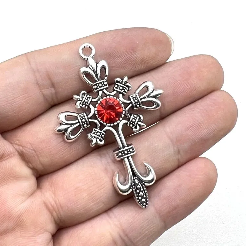 1 Piece Zinc Alloy Rhinestones Cross Pendant