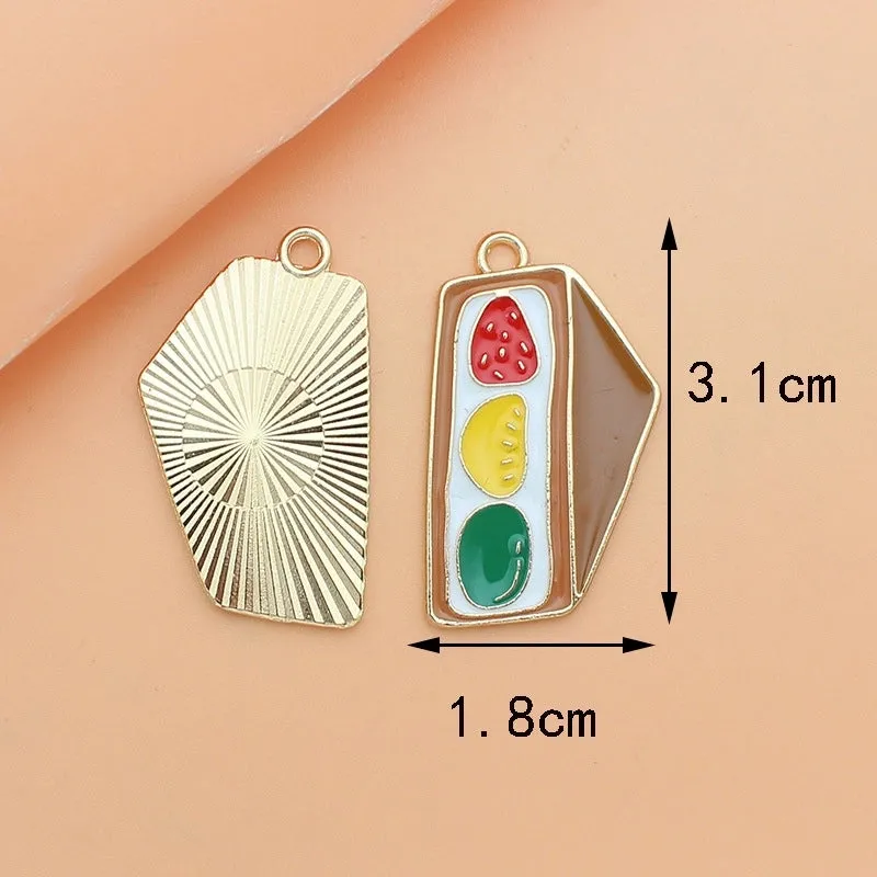 10 PCS/Package Alloy Color Block Pendant