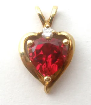 10K Gold Ruby Red CZ Pendant Vintage