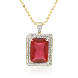 10k Yellow Gold .80ct Diamond Ruby Pendant