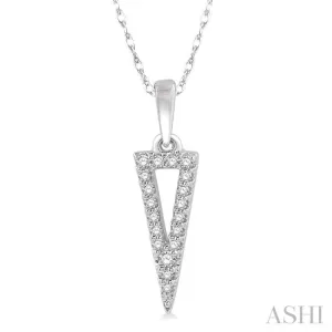 1/10 Ctw Hollow Center Inverted Triangle Round Cut Diamond Pendant in 10K White Gold