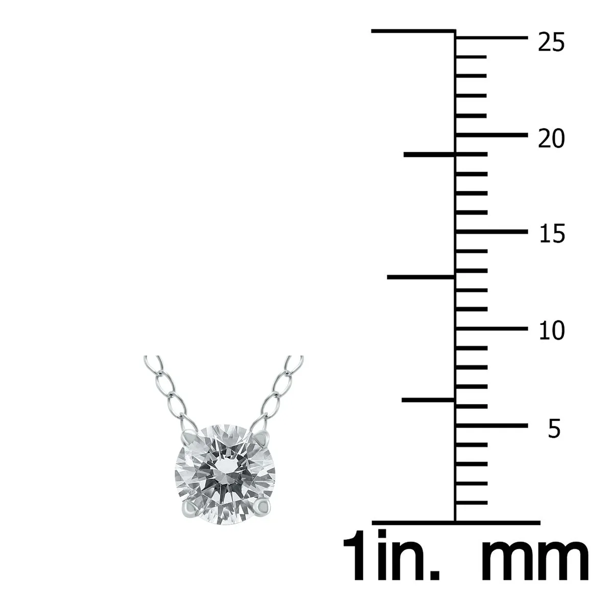 1/2 Carat Floating Round Diamond Solitaire Necklace In 14K White Gold J-K-L, I2-I3