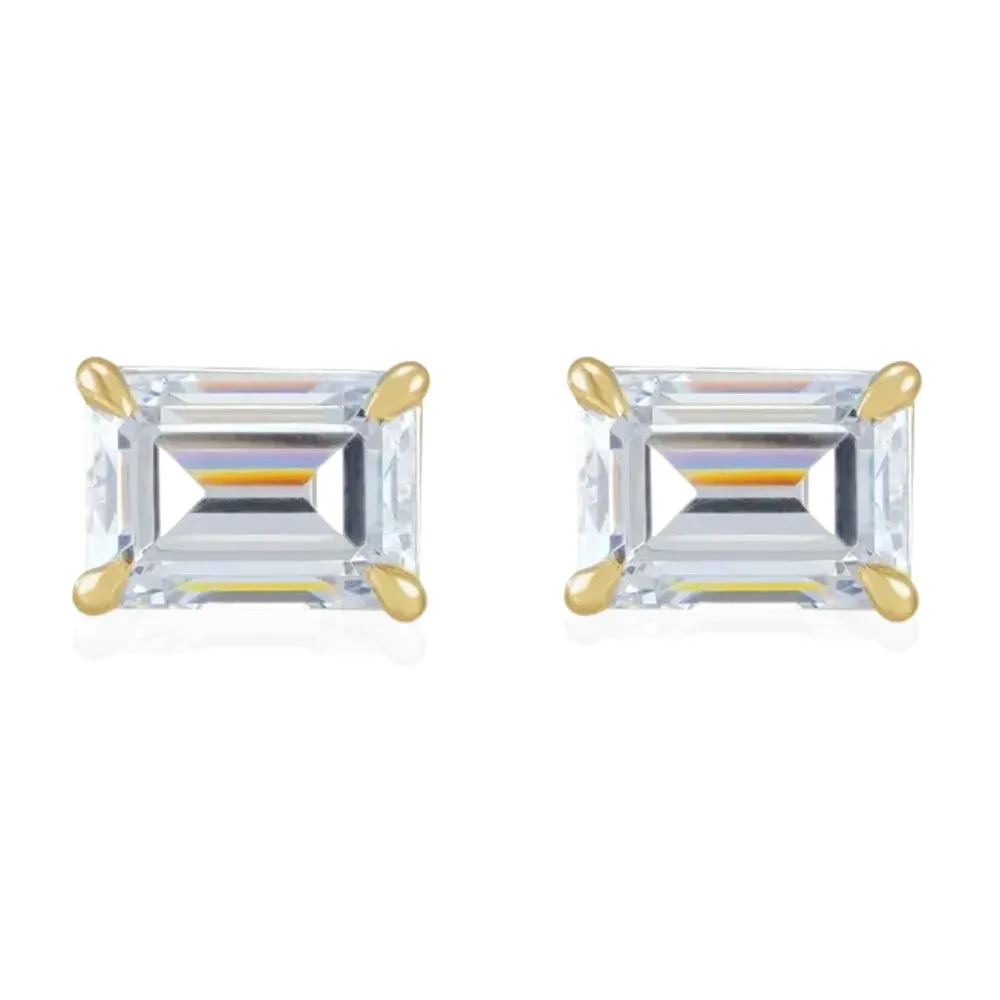 1/2Ct Emerald Cut Moissanite Studs 14k White or Yellow Gold