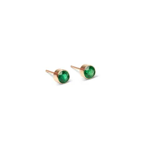 14k Medium Emerald Bezel Studs