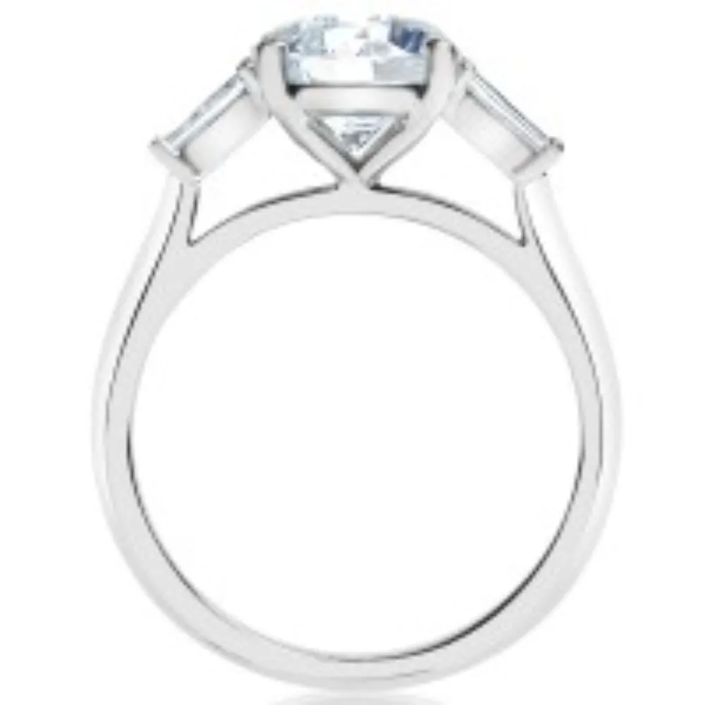 14k Round Three Stone Engagement Ring