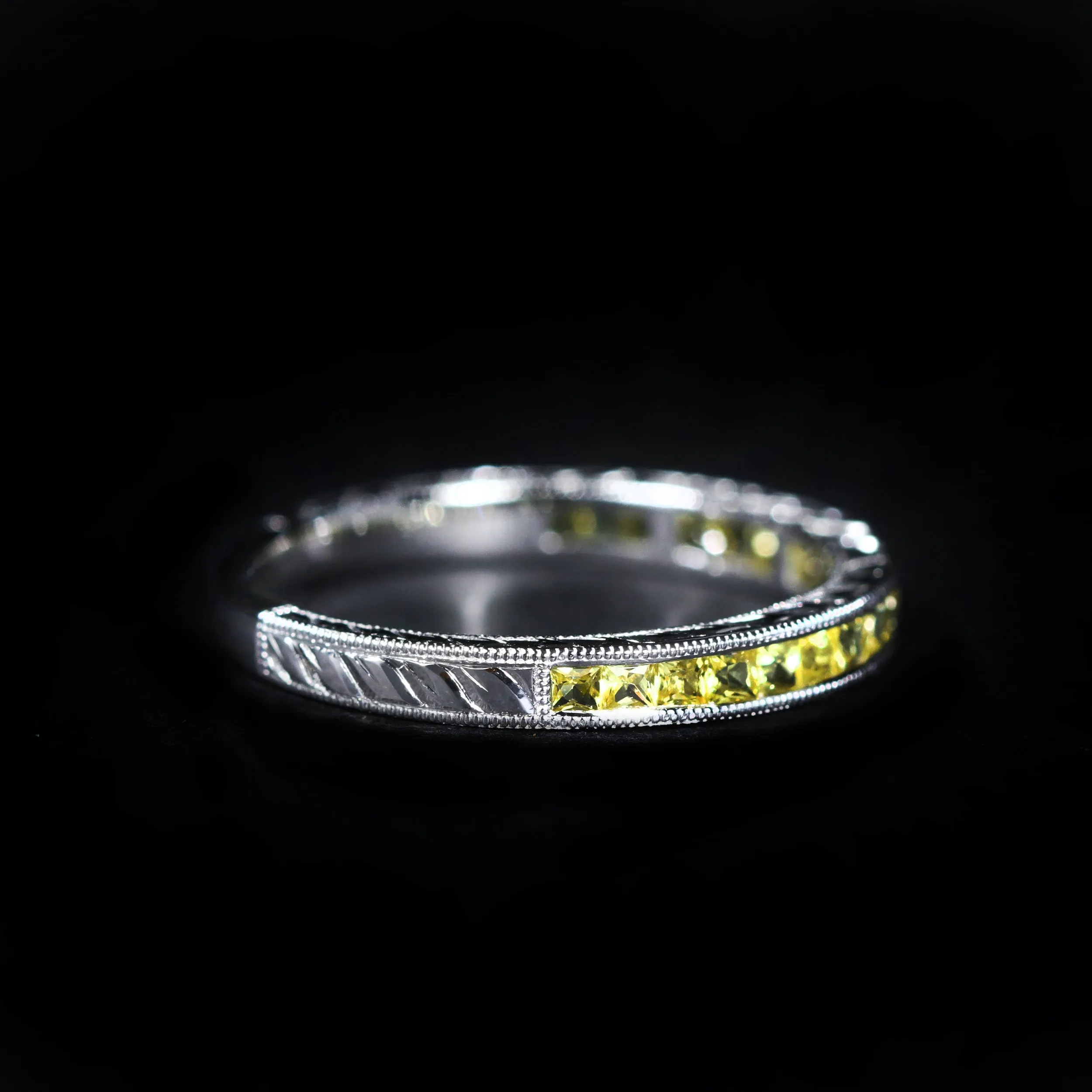 14K White Gold 0.65 CTW Yellow Sapphire Band