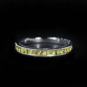 14K White Gold 0.65 CTW Yellow Sapphire Band