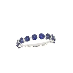 14K White Gold 1.20 CT Blue Sapphire Band