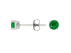 14K White Gold .60ctw Emerald Stud Earrings (93432)