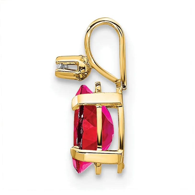 14k Yellow Gold Polished Ruby Birthstone Pendant