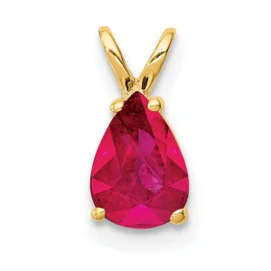 14k Yellow Gold Ruby Diamond Pendant