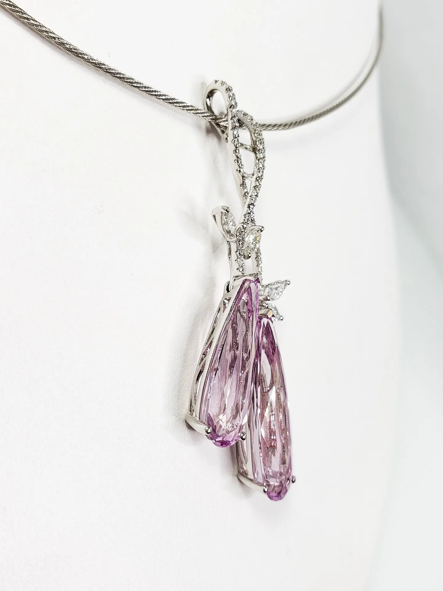 14Kt White Gold Kunzite Pendant