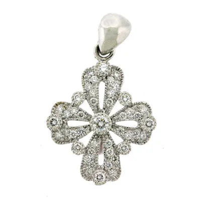 14KW Bezel and Prong Set Diamond Cross Pendant