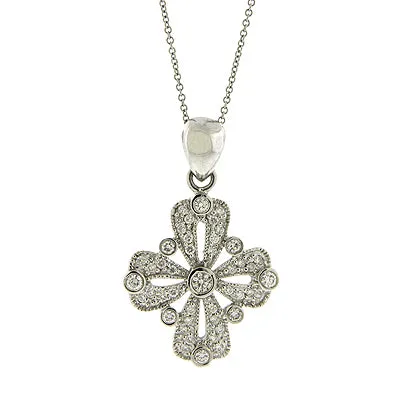 14KW Bezel and Prong Set Diamond Cross Pendant