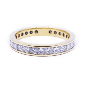 1.62ct Princess Cut Diamond  Channel Set Full Eternity Ring | Pre-Loved | 18K Yellow Gold