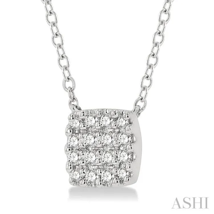 1/8 Ctw Cushion Shape Round Cut Diamond Petite Fashion Pendant With Chain in 10K White Gold