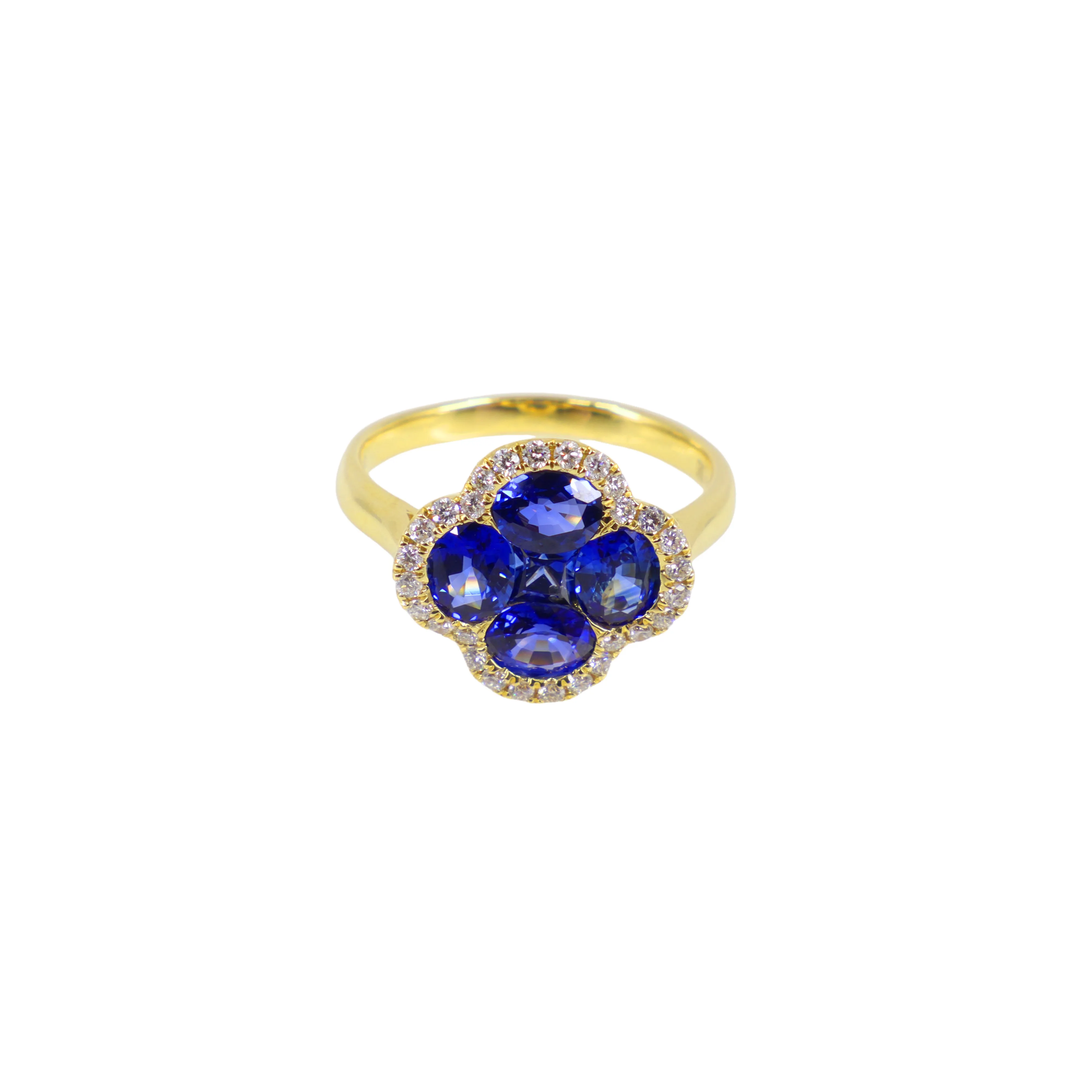 18K Yellow Gold Sapphire and Diamond Ring - 20778941