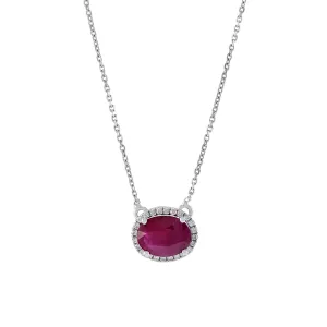 18KT White Gold Ruby And Diamond Necklace