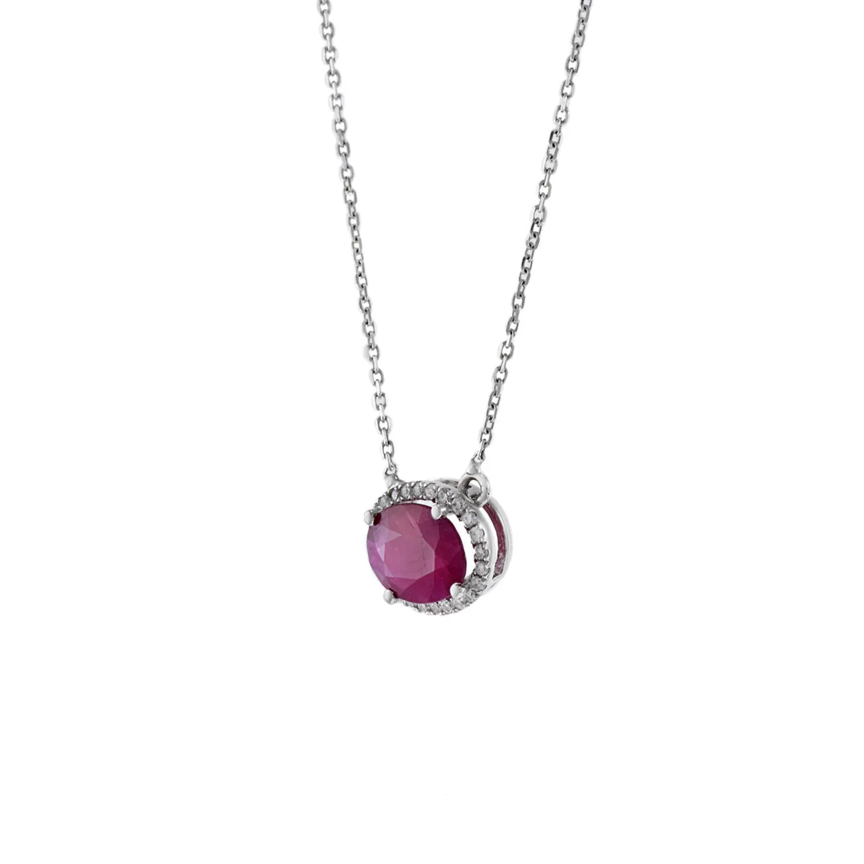 18KT White Gold Ruby And Diamond Necklace