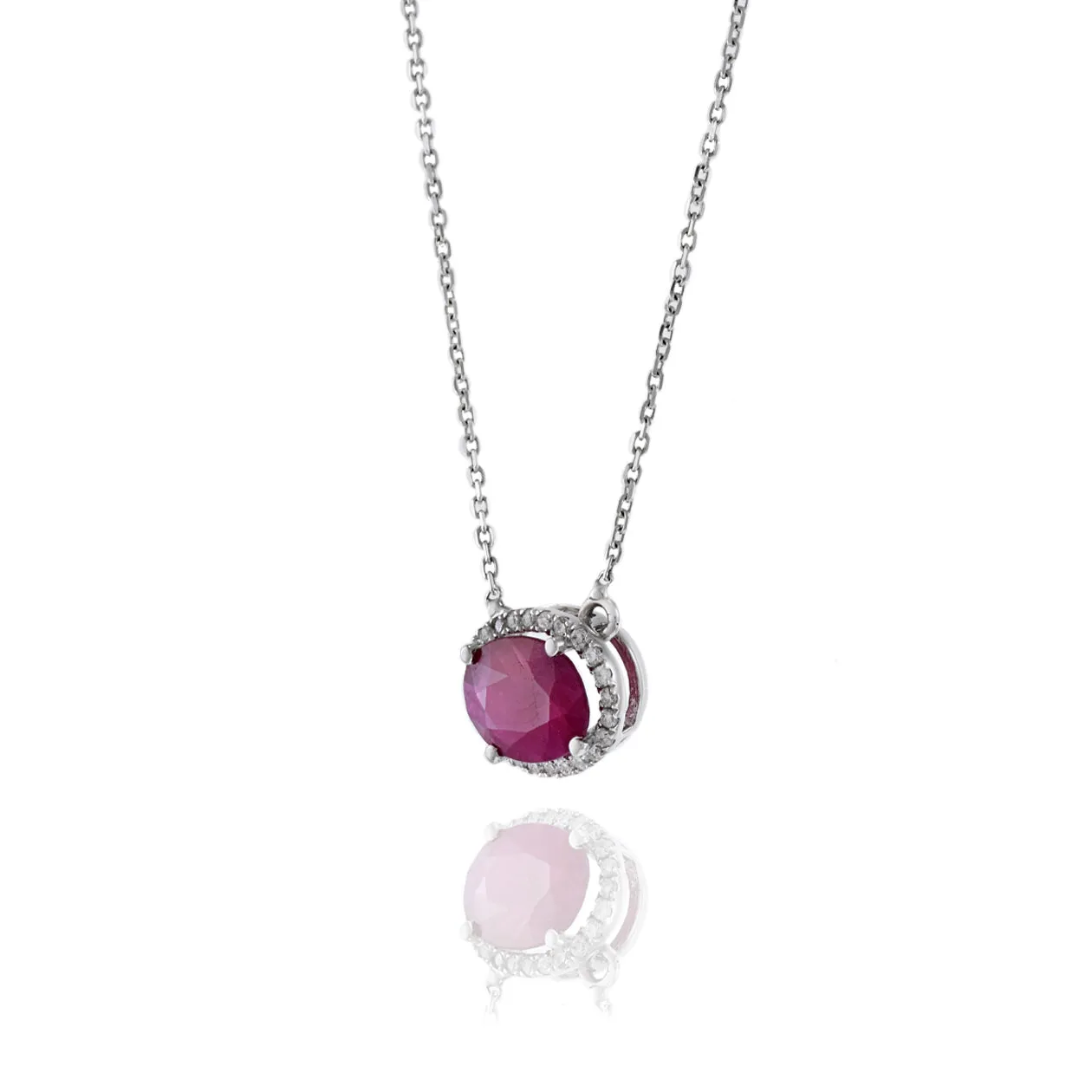 18KT White Gold Ruby And Diamond Necklace