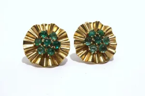 1940s TRABERT HOEFFER MAUBOUSSIN Gold and Emerald Earrings