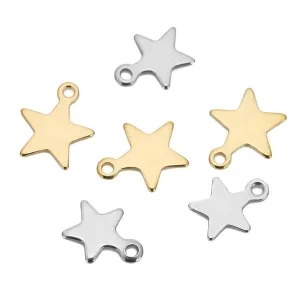 20 PCS/Package 8.5mm Hole 6~9.9mm 304 Stainless Steel Star Pendant