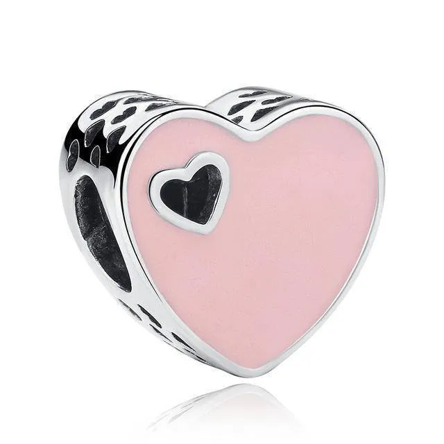 27 Styles of Hearts - 100% Authentic 925 Sterling Silver Charm Beads,  Fits Pan Charm Bracelets