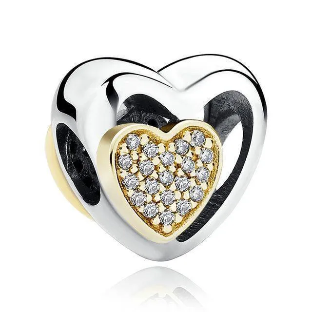 27 Styles of Hearts - 100% Authentic 925 Sterling Silver Charm Beads,  Fits Pan Charm Bracelets